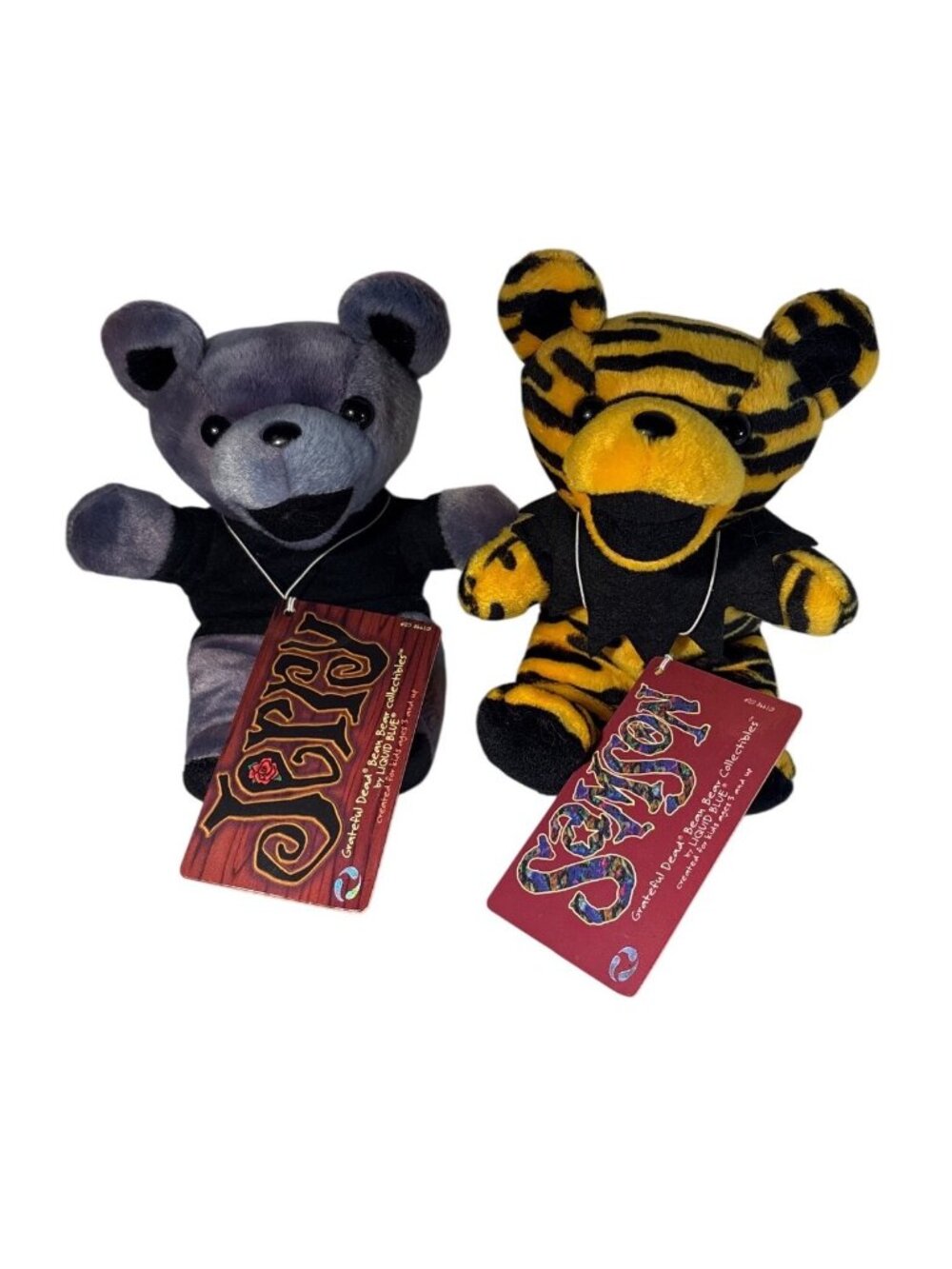 Grateful Dead Jerry & Samson Bean Bear Plush Set By Liquid Blue 1998 With Tags